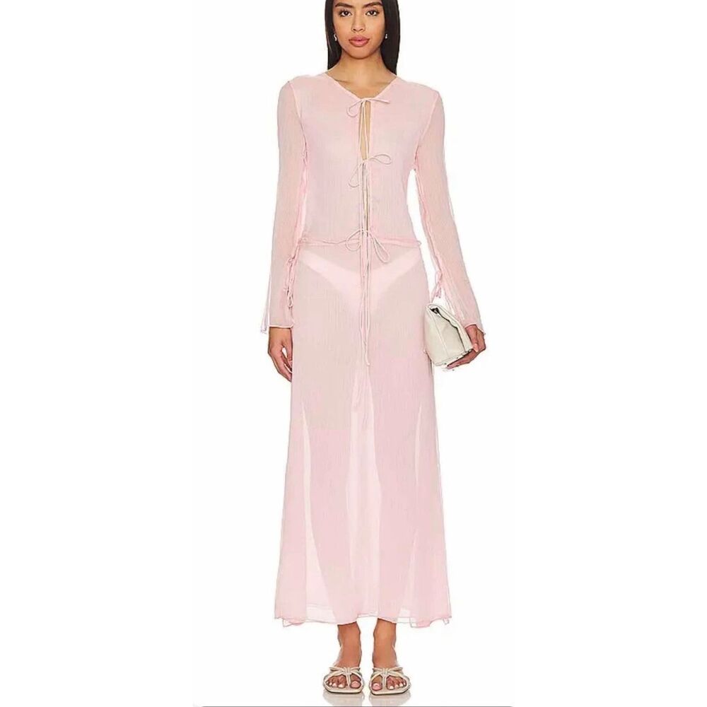 BUBISH Revolve Charlotte Sheer Maxi Dress‎ in Blush Size Medium
